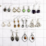 10 Pairs Mix Cab & Cut Gemstone B - BDA927-Stunning 10 Pairs Mix Lots Cab & Cut Stone Earrings 925 S