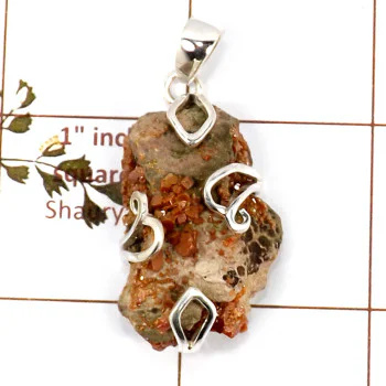 Vanadinite C - ISP688-Amazing Vanadinite Gemstone Pendant 925 Sterling Silver W Vanadinite C - ISP688-Amazing Vanadinite Gemstone Pendant 925 Sterling Silver W