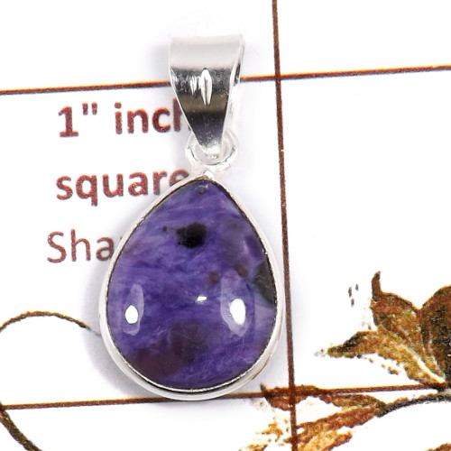 Charoite D - BPS948-Natural Charoite Gemstone Wholesale Bezel Pendants 925 St