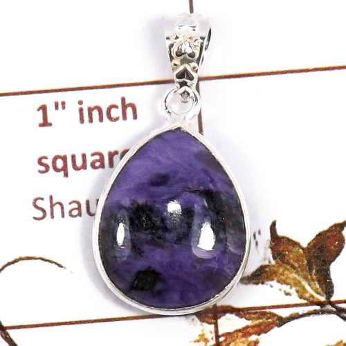 Charoite O - BPS948-Natural Charoite Gemstone Wholesale Bezel Pendants 925 St