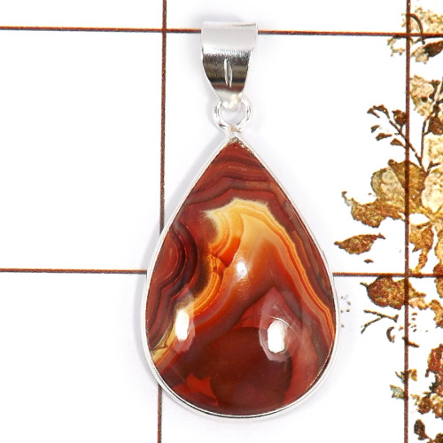 Crazy Lace Agate A - BPS946-Exclusive Gemstone Crazy Lace Agate Handmade Bezel Pendan
