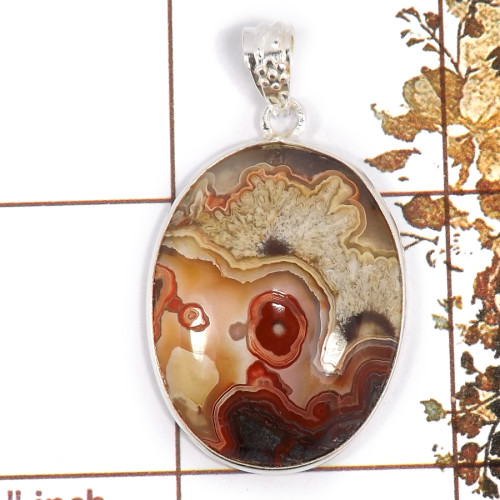 Crazy Lace Agate O - BPS946-Exclusive Gemstone Crazy Lace Agate Handmade Bezel Pendan