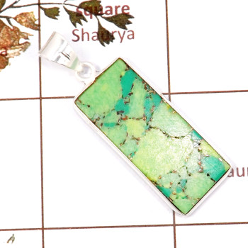 Green Copper Turquoise A - BPS945-Fabulous Green Copper Turquoise Prety Look Bezel Pendants