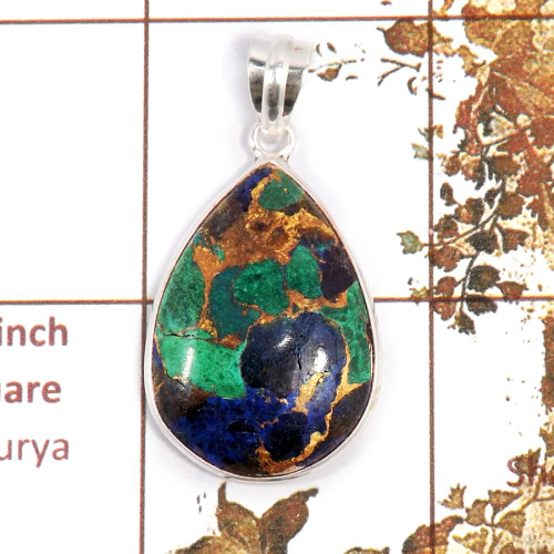 Mohave Copper Azurite O - BPS943-Lovely Gemstone Mohave Copper Azurite 925 Sterling Silver