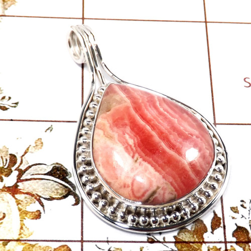 Rhodochrosite D - SD584-Attractive Gemstone RhodoChrosite Wholesale Pendants 925 S