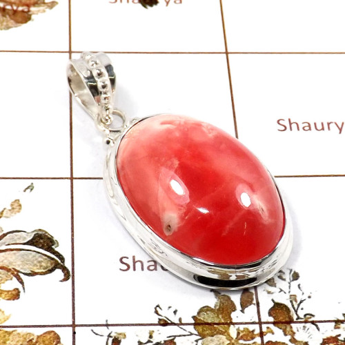 Rhodochrosite H - SD584-Attractive Gemstone RhodoChrosite Wholesale Pendants 925 S