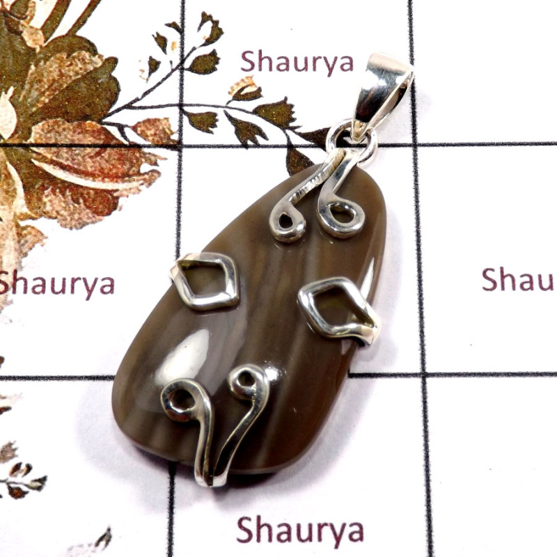 Agate Dubby Cab E - SD580-Gorgeous Agate Dubby Designer Pendant 925 Sterling Silver Agate Dubby Cab E - SD580-Gorgeous Agate Dubby Designer Pendant 925 Sterling Silver