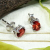 Garnet Cut B - SFJ942-Gorgeous Look Cut Gemstone Stud Earrings 925 Sterling Sil