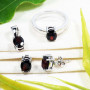 Garnet Cut H - SFJ939-3 Pcs Ring Earrings Pendant Set Jewelry 925 Sterling Silv
