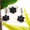 Sapphire Cab J - SFJ939-3 Pcs Ring Earrings Pendant Set Jewelry 925 Sterling Silv