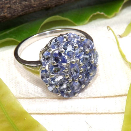 Tanzanite Cut D - SFJ935-Party Wear 925 Sterling Silver Ring Tanzanite Cut Gemston
