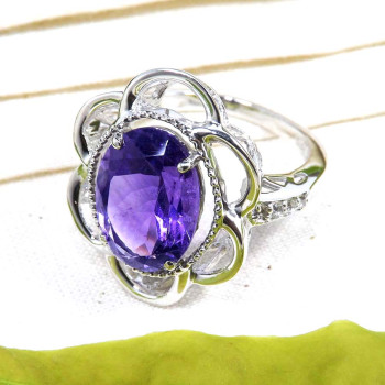 Amethyst & Topaz Cut A - SFJ931-Amazing Solid 925 Sterling Silver Ring Cut Gemstone Whole