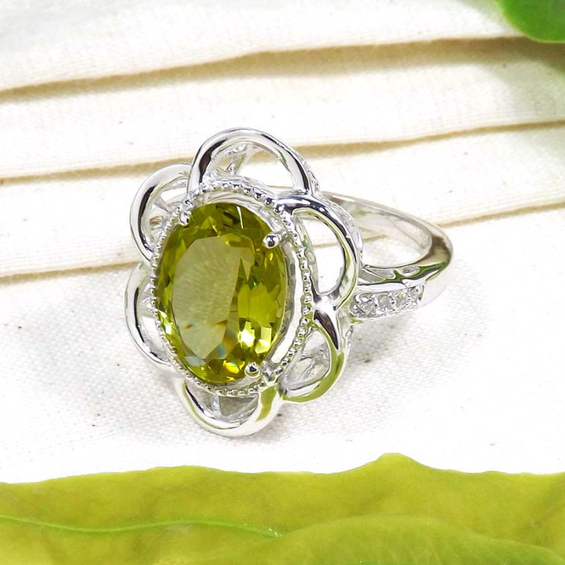 Lemon & Topaz Cut B - SFJ931-Amazing Solid 925 Sterling Silver Ring Cut Gemstone Whole
