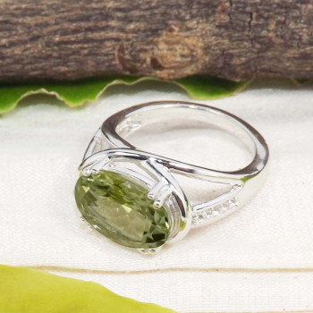 Green Amethyst & Topaz Cut C - SFJ931-Amazing Solid 925 Sterling Silver Ring Cut Gemstone Whole