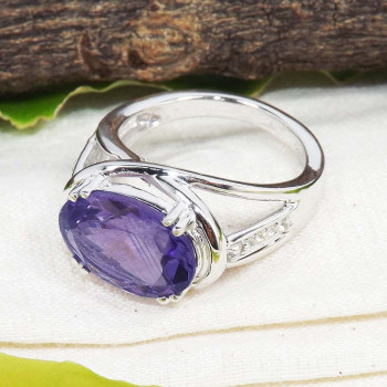 Amethyst & Topaz Cut E - SFJ931-Amazing Solid 925 Sterling Silver Ring Cut Gemstone Whole