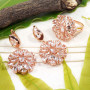 Morganite Cut Stone O - SFJ926-925 Silver Rose Gold Morganite Ring Earrings Set Cut Gorg