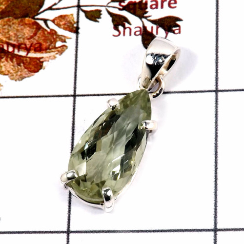 Green Amethyst Cut A - SPS920-925 Silver Prong Setting Pendant Stunning Green Amethyst Green Amethyst Cut A - SPS920-925 Silver Prong Setting Pendant Stunning Green Amethyst