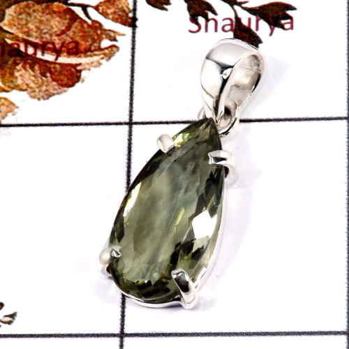 Green Amethyst Cut C - SPS920-925 Silver Prong Setting Pendant Stunning Green Amethyst Green Amethyst Cut C - SPS920-925 Silver Prong Setting Pendant Stunning Green Amethyst