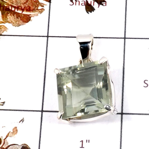 Green Amethyst Cut D - SPS920-925 Silver Prong Setting Pendant Stunning Green Amethyst Green Amethyst Cut D - SPS920-925 Silver Prong Setting Pendant Stunning Green Amethyst