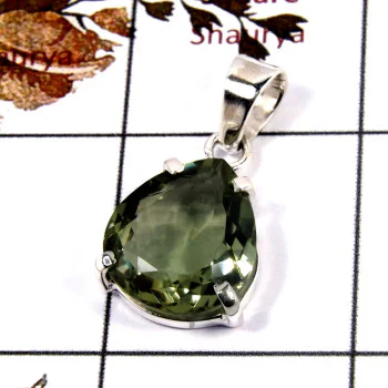 Green Amethyst Cut E - SPS920-925 Silver Prong Setting Pendant Stunning Green Amethyst Green Amethyst Cut E - SPS920-925 Silver Prong Setting Pendant Stunning Green Amethyst