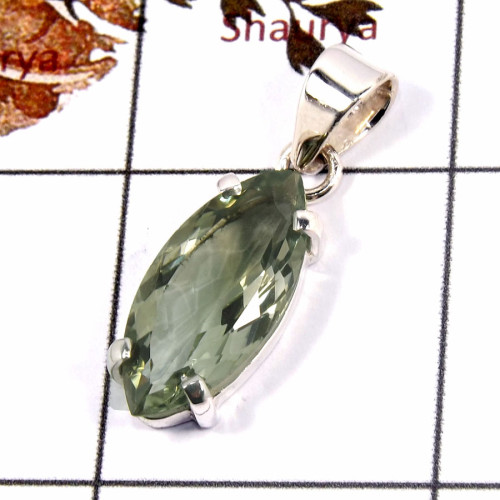 Green Amethyst Cut F - SPS920-925 Silver Prong Setting Pendant Stunning Green Amethyst Green Amethyst Cut F - SPS920-925 Silver Prong Setting Pendant Stunning Green Amethyst