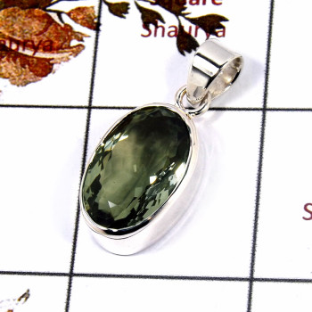Green Amethyst Cut O - ISP683-Sparkling Green Amethyst 925 Plain Silver Pendant Wholesa Green Amethyst Cut O - ISP683-Sparkling Green Amethyst 925 Plain Silver Pendant Wholesa
