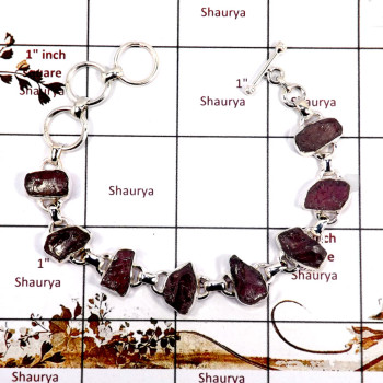 Garnet Rough E - RGB995-Adorable Rough Gemstone 925 Sterling Silver Bracelet Whol Garnet Rough E - RGB995-Adorable Rough Gemstone 925 Sterling Silver Bracelet Whol