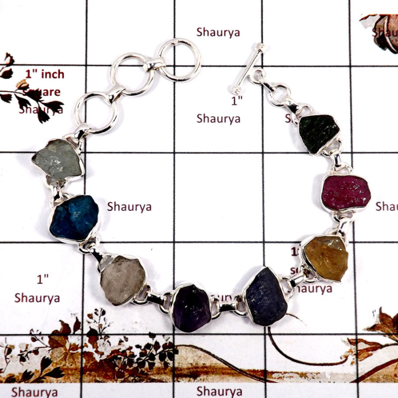 Chrome Diopside,Apatite,Tanzanite & Citrine H - RGB994-Natural Rough Gemstone Wholesale Bracelets 925 Sterling S Chrome Diopside,Apatite,Tanzanite & Citrine H - RGB994-Natural Rough Gemstone Wholesale Bracelets 925 Sterling S