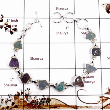 Garnet,Aquamarine & Tanzanite Rough K - RGB994-Natural Rough Gemstone Wholesale Bracelets 925 Sterling S