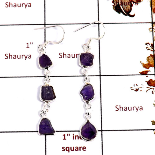 Amethyst Rough E - BZE722-Adorable Natural Rough Gemstone Handmade Bezel Earrings 9 Amethyst Rough E - BZE722-Adorable Natural Rough Gemstone Handmade Bezel Earrings 9