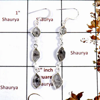 Herkimer Diamond F - BZE722-Adorable Natural Rough Gemstone Handmade Bezel Earrings 9 Herkimer Diamond F - BZE722-Adorable Natural Rough Gemstone Handmade Bezel Earrings 9