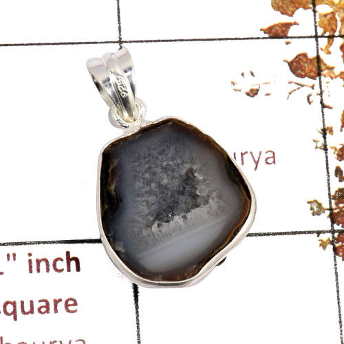 Cavity Druzy O - BPS920-Direct Factory Wholesale Cavity Druzy Bezel Pendants 925