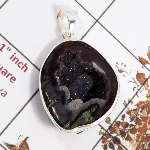 Cavity Druzy B - BPS920-Direct Factory Wholesale Cavity Druzy Bezel Pendants 925