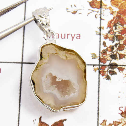 Cavity Druzy C - BPS920-Direct Factory Wholesale Cavity Druzy Bezel Pendants 925