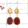 Citrine & Red Onyx G - BZE718-Stunning Two Stone Handmade Bezel Earrings 925 Sterling S