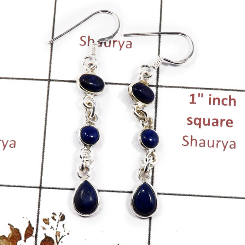 Lapis Lazuli G - BZE717-Awesome Light Weight Wholesale Bezel Earrings 925 Sterlin