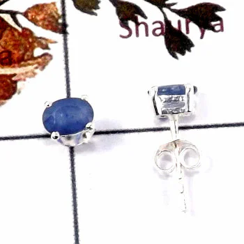 4x6mm Blue Sapphire Cut A - SFJ924-Amazing 4x6mm Cut Gemstone 925 Silver Stud Earrings Whole 4x6mm Blue Sapphire Cut A - SFJ924-Amazing 4x6mm Cut Gemstone 925 Silver Stud Earrings Whole