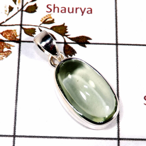 Green Amethyst Cab J - SPS911-Trendy Look Green Amethyst Cab Gemstone Pendant 925 Sterl Green Amethyst Cab J - SPS911-Trendy Look Green Amethyst Cab Gemstone Pendant 925 Sterl