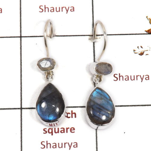 Labradorite Cab & Cut B - SPE883-Gorgeous Party Wear 925 Silver Earrings Cab & Cut Gemston