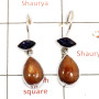 Sunstone & Iolite Cut C - SPE882-Solid 925 Sterling Silver Earrings Cab & Cut Gemstone Who