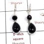 Black Onyx Cab D - SPE881-Amazing Design 925 Sterling Silver Earrings Cut & Cab Gem