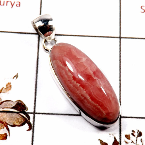 Rhodochrosite A - ISP678-Natural RhodoChrosite Gemstone Wholesale Pendants 925 Ste
