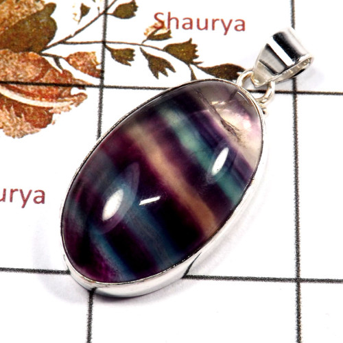 Fluorite B - SPS909-Exclusive Fluorite Wholesale Pendants 925 Sterling Silver Fluorite B - SPS909-Exclusive Fluorite Wholesale Pendants 925 Sterling Silver