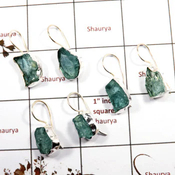 3 Pairs Aquamarine Rough B - SPE874-Classic 925 Silver Aquamarine Rough Earrings Direct Made 3 Pairs Aquamarine Rough B - SPE874-Classic 925 Silver Aquamarine Rough Earrings Direct Made