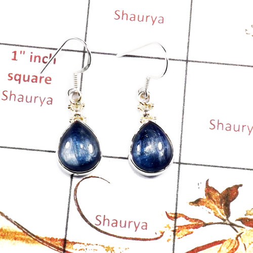 Blue Kyanite Cab D - SPE871-925 Silver Party Wear Blue Kyanite Earrings Cab Gemstone 