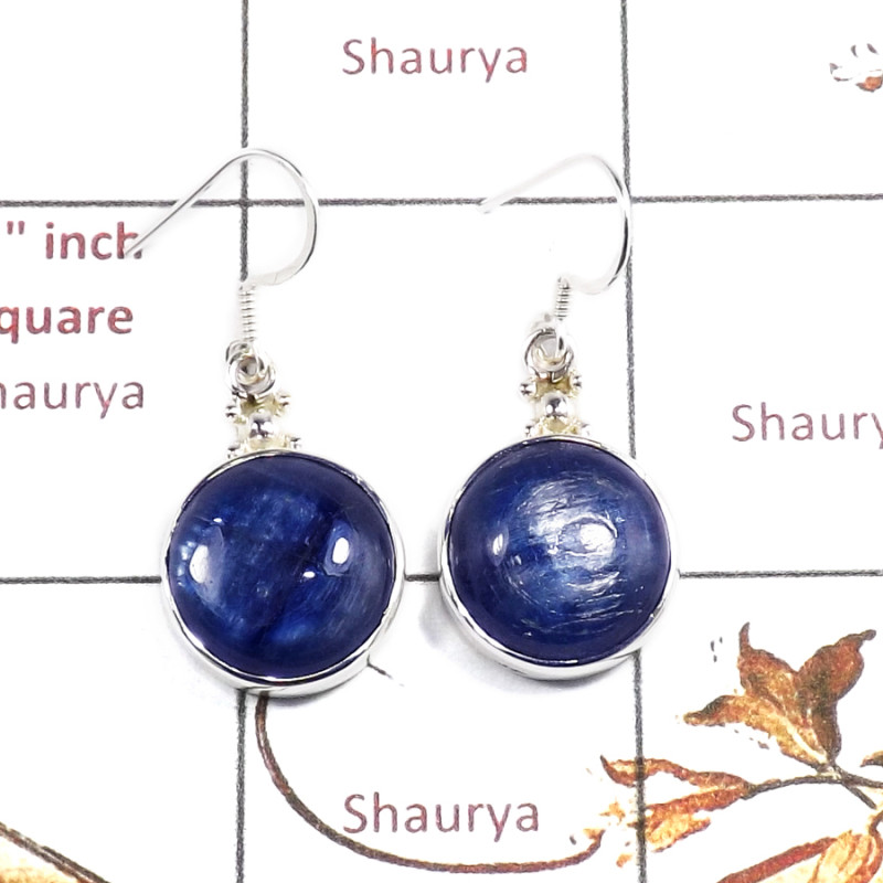 Blue Kyanite Cab G - SPE871-925 Silver Party Wear Blue Kyanite Earrings Cab Gemstone 