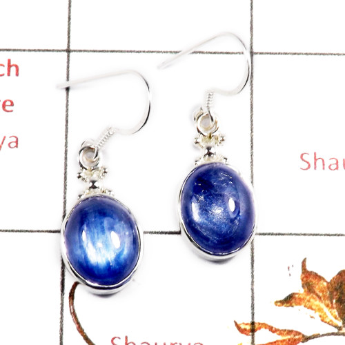 Blue Kyanite Cab H - SPE871-925 Silver Party Wear Blue Kyanite Earrings Cab Gemstone 