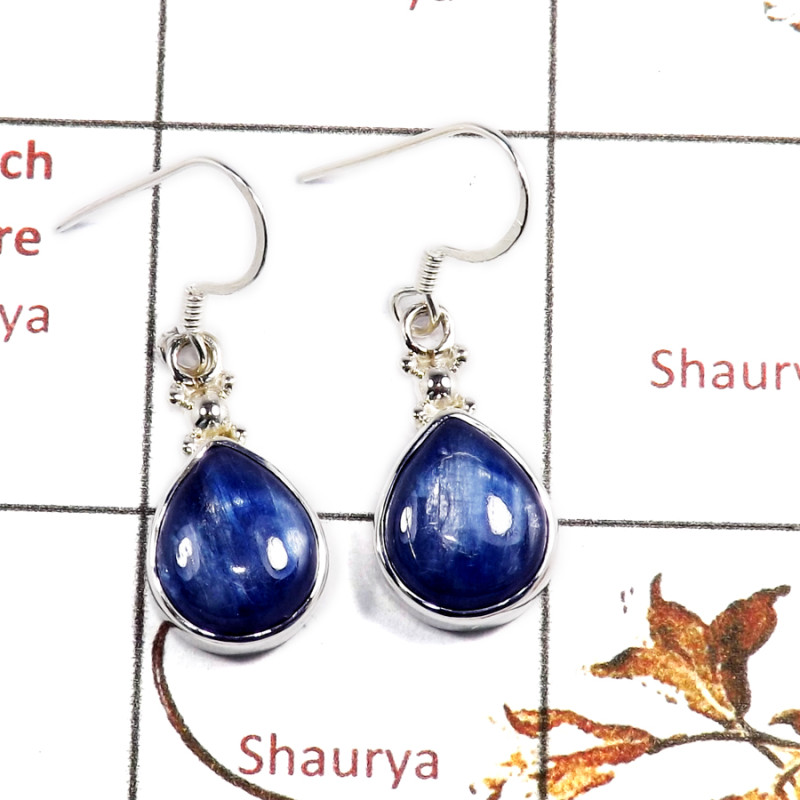 Blue Kyanite Cab I - SPE871-925 Silver Party Wear Blue Kyanite Earrings Cab Gemstone 