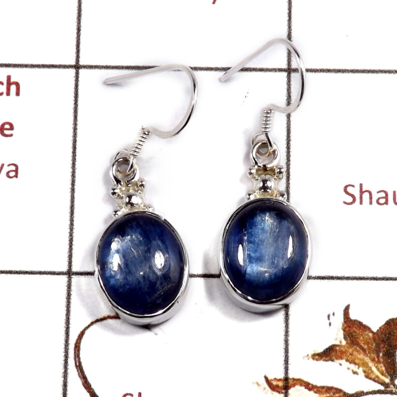 Blue Kyanite Cab O - SPE871-925 Silver Party Wear Blue Kyanite Earrings Cab Gemstone 