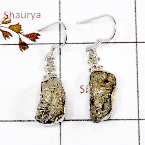 Pyrite Druzy I - SPE867-Sparkling Pyrite Druzy 925 Sterling Silver Earrings Whole